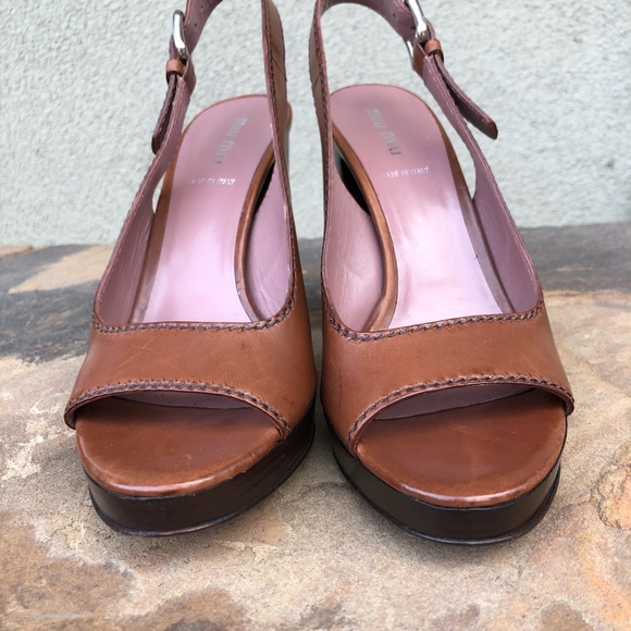 Miu Miu slingback peep-toe platform heels - Picture 4 of 8